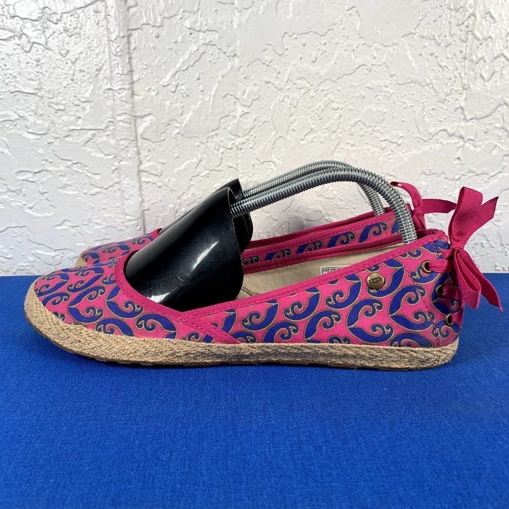 UGG Australia Espadrille Women Size 11 Indah Marrakech Pink Blue Canvas 1002691